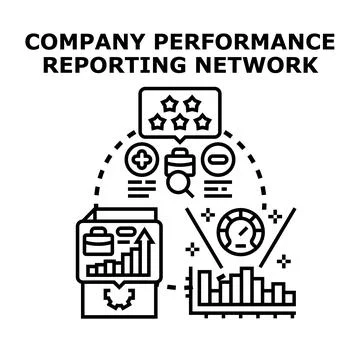 Company performance reporting network concept delivering valuable insights Stock Illustration