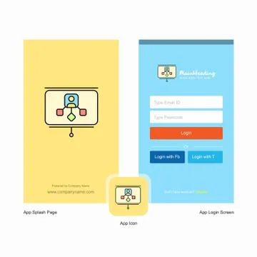 Company Presentation Splash Screen and Login Page design with Logo template.  Stock Illustration