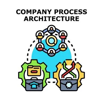Company process architecture developing business strategy concept Stock Illustration