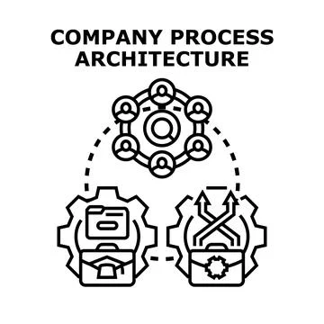 Company process architecture developing business strategy concept Stock Illustration