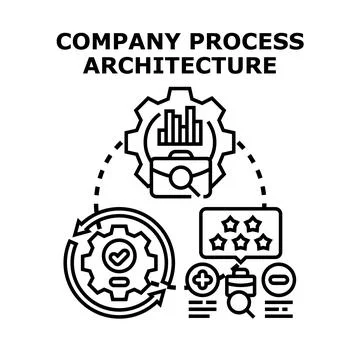 Company process architecture optimizing workflow and business development Stock Illustration