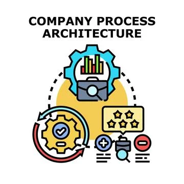 Company process architecture optimizing workflow and business development Stock Illustration