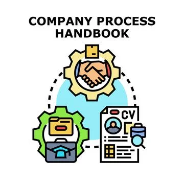 Company process handbook outlining workflow and corporate hiring Stockillustratie