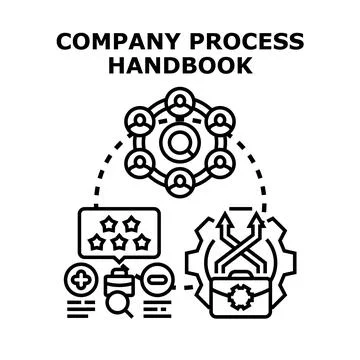 Company process handbook outlining workflow and team strategy Stock Illustration