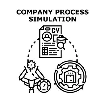 Company process simulation business and production strategy Illustrazione stock