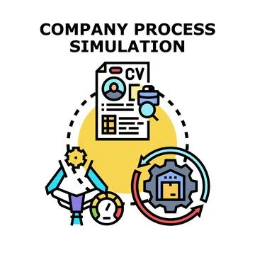 Company process simulation business and production strategy Stock Illustration