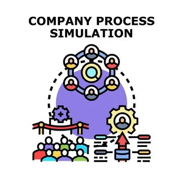 Company process simulation modeling business workflow Stock Illustration