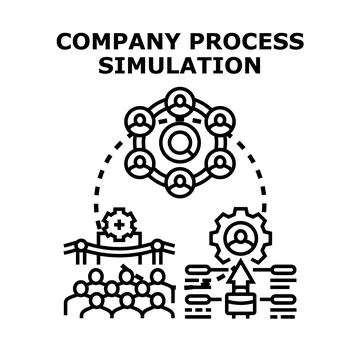 Company process simulation modeling business workflow Stock Illustration