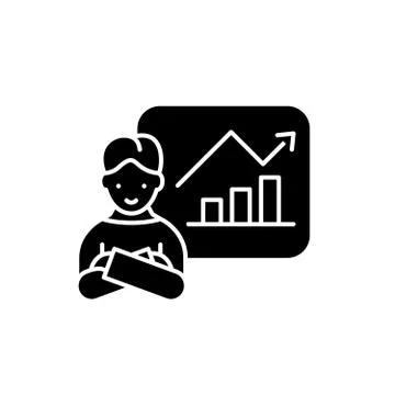 Company progress black icon, vector sign on isolated background. Company Stock Illustration