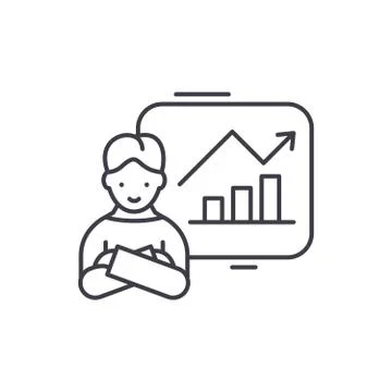 Company progress line icon concept. Company progress vector linear illustration Illustrazione stock