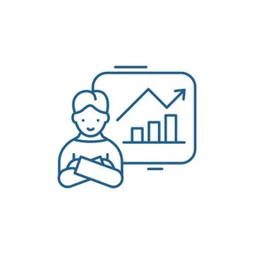 Company progress line icon concept. Company progress flat vector symbol, sign イラスト素材