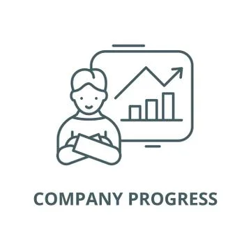 Company progress vector line icon, linear concept, outline sign, symbol Stock Illustration