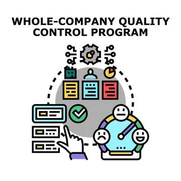 Company quality control program tracking satisfaction and process efficiency Stock Illustration
