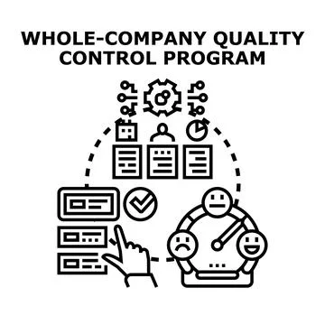 Company quality control program tracking satisfaction and process efficiency Illustrazione stock
