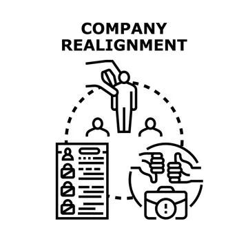 Company realignment process, evaluating staff, and business decisions Stock Illustration