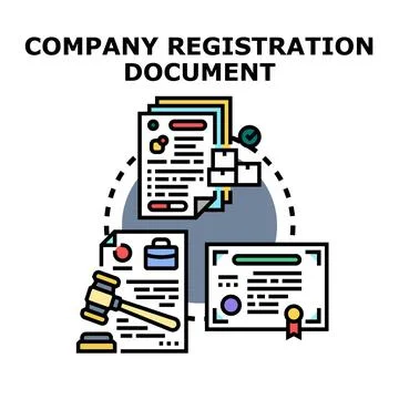 Company registration document application process and official certificate Stock Illustration