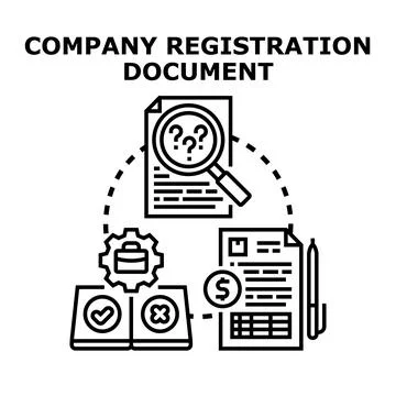 Company registration document validation and business analysis Stock Illustration