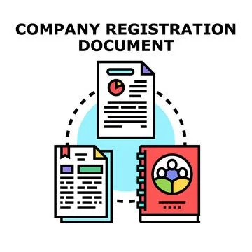 Company registration documents process business formation Illustrazione stock