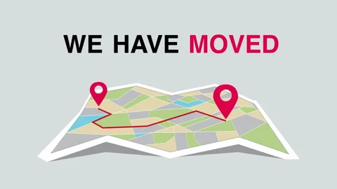 Company Relocation with Map Route. We Have Moved Animation Stock Footage 333929934