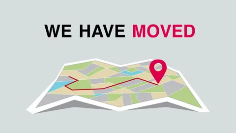 Company Relocation with Map Route. We Have Moved Animation Видео 333929935