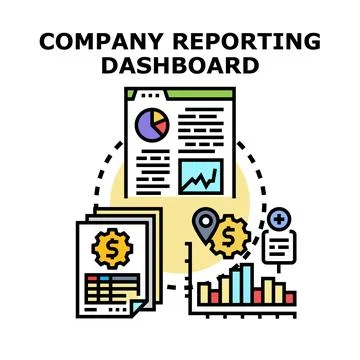 Company reporting dashboard analyzing financial data visualization 库存插图