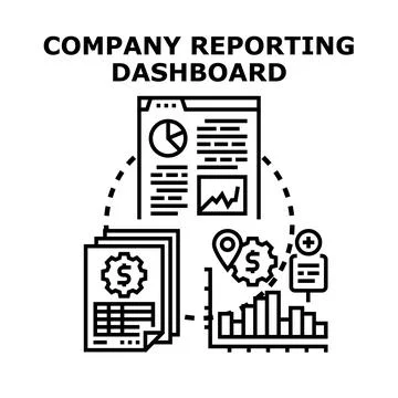 Company reporting dashboard analyzing financial data visualization 库存插图
