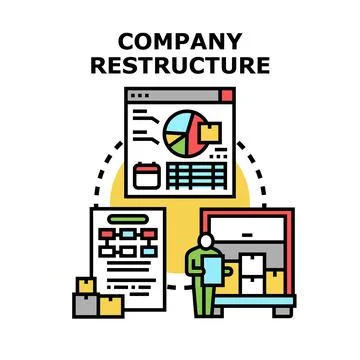 Company restructuring process leading to business optimization Stock Illustration