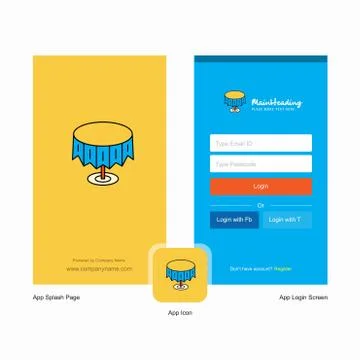 Company Round table Splash Screen and Login Page design with Logo template. M Stock Illustration