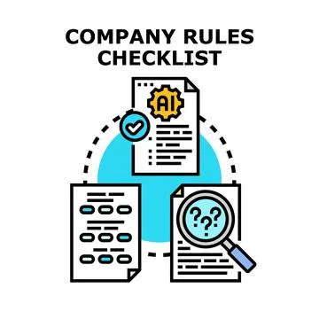 Company rules checklist and artificial intelligence regulation Stock Illustration