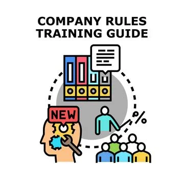 Company rules training guide implementing new policies Stock Illustration