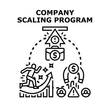 Company scaling program achieving business growth strategy Illustrazione stock