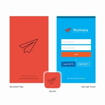 Company Send button Splash Screen and Login Page design with Logo template. M Ilustración de archivo