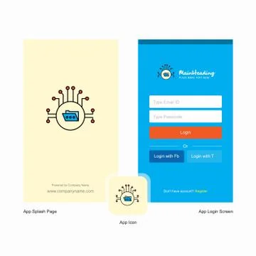 Company Shared folder  Splash Screen and Login Page design with Logo template Stock Illustration