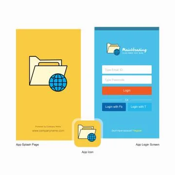 Company Shared folder  Splash Screen and Login Page design with Logo template Stock Illustration