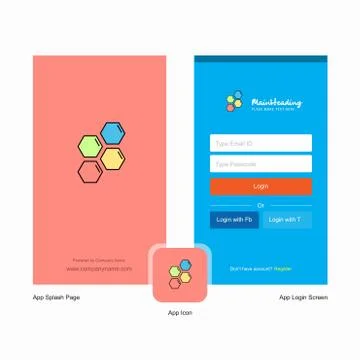 Company Shells  Splash Screen and Login Page design with Logo template. Mobil Stock Illustration