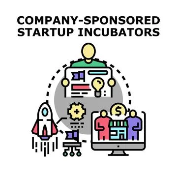 Company sponsored startup incubators developing new business ideas Illustrazione stock