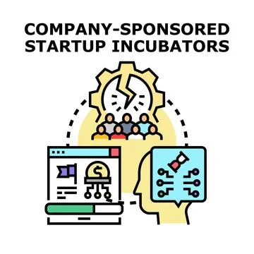 Company sponsored startup incubators developing business ideas and teams Illustrazione stock