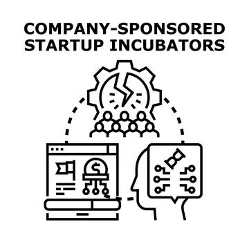 Company sponsored startup incubators developing business ideas and teams Stock Illustration