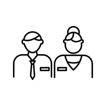 Company staff linear logo mark in black and white Stock Illustration