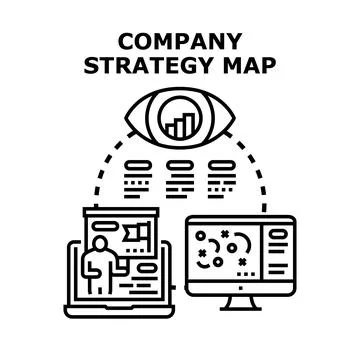 Company strategy map analyzing business vision and goals Stockillustratie