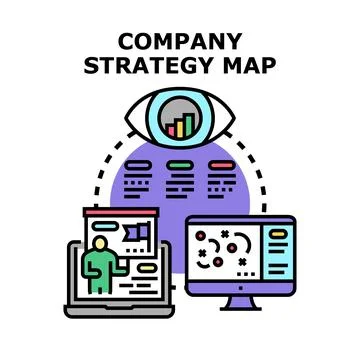 Company strategy map analyzing business vision and goals Stockillustratie