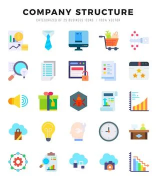 Company Structure elements. Flat web icon set. Simple vector illustration. Stock Illustration
