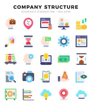 Company Structure elements. Flat web icon set. Simple vector illustration. 스톡 일러스트