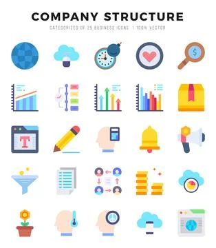 Company Structure elements. Flat web icon set. Simple vector illustration. Stock Illustration