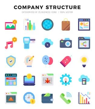 Company Structure elements. Flat web icon set. Simple vector illustration. Stock Illustration