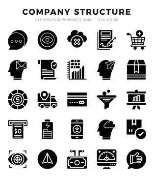 Company Structure elements. Glyph web icon set. Simple vector illustration. 스톡 일러스트