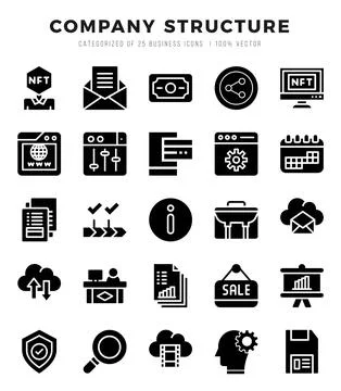 Company Structure elements. Glyph web icon set. Simple vector illustration. Stock Illustration