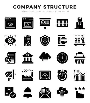 Company Structure elements. Glyph web icon set. Simple vector illustration. Stock Illustration
