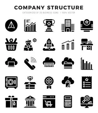 Company Structure elements. Glyph web icon set. Simple vector illustration. Stock Illustration