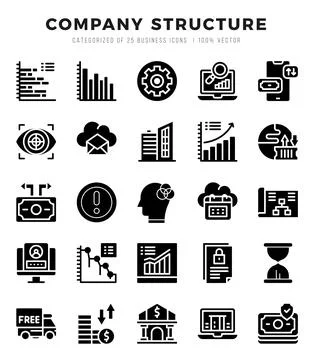 Company Structure elements. Glyph web icon set. Simple vector illustration. 스톡 일러스트